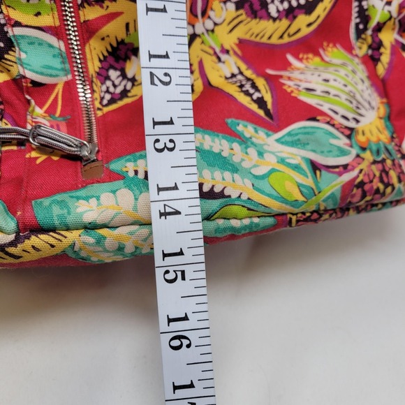 Vera Bradley Backpack Womens Medium Red Floral Canvas Pockets Zip School Travel